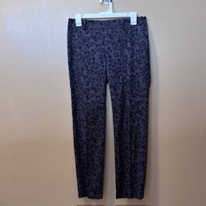 Ann Taylor Signature Animal Print Black/Gray Side Zip Ankle Pants Size 2